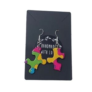 Handcrafted Puzzle Piece Earrings